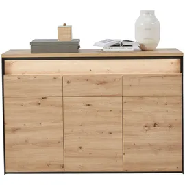 VOLEO Sideboard 130 x 88 x 38 cm Schwarz / Eiche