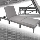 Tectake Rattan Sonnenliege 196 x 66 x 27 cm Grau
