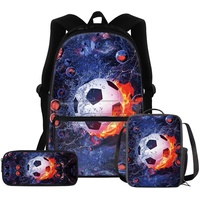 Showudesigns Kinder Schulranzen Set Kinder Rucksack mit Lunchbox Federmäppchen, fußball, Einheitsgröße