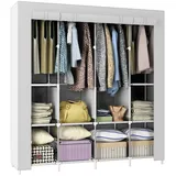 Retoo Faltschrank 165x170x45 cm Reißverschluss Seitentasche Stoffschrank Kleiderstange Kleiderschrank Fächern Steckschrank Textil Garderobe Camping Retoo