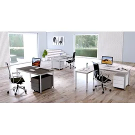 Kerkmann Prime Schreibtisch weiß rechteckig, 4-Fuß-Gestell silber 180,0 x 80,0 cm