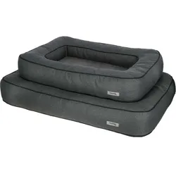 Orthopädisches Hundebett Platin Ortho eckig, grau - Hundekissen mit Rand, Bezug abnehmbar und waschbar mit Wendekissen (Größe: M)