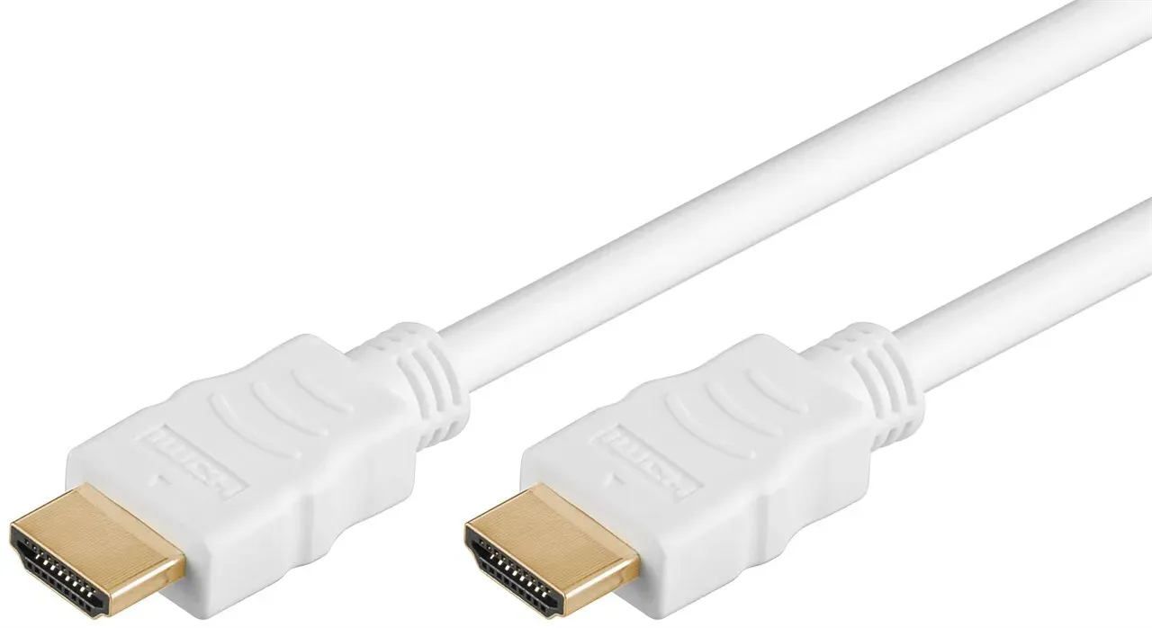 Goobay 2m HDMI Kabel 2.0 mit Ethernet, weiß 4K 2160p, bis zu 18Gbit/s, vergoldete Kontakte, ARC