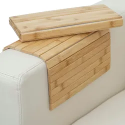 Mendler 2er-Set Armlehnen-Ablage HWC-E72, Sofa-Butler Flexablage, Bambus flexibel 45x30cm