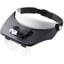 TOOLCRAFT TO-5137803 Kopflupe mit LED-Beleuchtung Vergrößerungsfaktor: 1.2 x, 1.8 x, 2.5 x, 3.5 x (L x B) 102 mm x 57 mm Schwarz