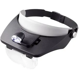 TOOLCRAFT TO-5137803 Kopflupe mit LED-Beleuchtung Vergrößerungsfaktor: 1.2 x, 1.8 x, 2.5 x, 3.5 x (L x B) 102 mm x 57 mm Schwarz