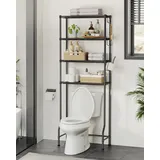 Songmics 4-stöckiges Toilettenregal, Badezimmerregal, verstellbare Ablagen - schwarz