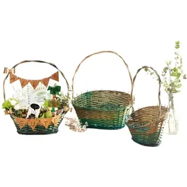 Dekoleidenschaft Präsentkorb grün / gold groß 53 x 32 x 24 cm