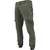 URBAN CLASSICS Washed Cargo Twill Hosen Olive 32