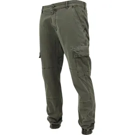 URBAN CLASSICS Washed Cargo Twill Hosen Olive 32