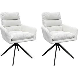 byLIVING Esszimmerstuhl Pura 2er Set Cordbezug off-white, Gestell schwarz