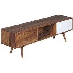 KADIMA DESIGN TV-Lowboard SAVIO: Rustikale Landhaus-Optik, Massivholz Sheesham, Viel Stauraum, Einzigartige Maserung