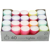 EDZARD 40 Teelichter Colorlights Summer (4 Stunden) in weiß aus Paraffin - Teelicht für Teelichter Glas, Nightlights
