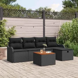 vidaXL Garten-Lounge-Set 6-tlg. schwarz