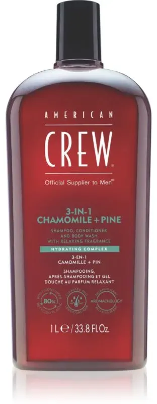 American Crew 3 in 1 Chamimile + Pine Shampoo, Conditioner und Duschgel 3 in 1 für Herren 1000 ml