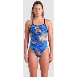Badeanzug Damen arena Gold Leaves - Blue River Multi-black - 40