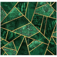 Duschrückwand - Elisabeth Fredriksson - Dunkler Smaragd mit Gold, Material:Hartfolie Smart Glanz 0.32 mm, Größe HxB:2-teilig à 200x120 cm