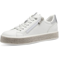 Marco Tozzi Damen Sneaker flach mit Reißverschluss Freizeit, Weiß (White comb), 36 EU