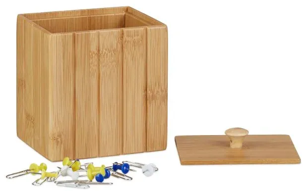 Relaxdays Aufbewahrungsbox mit Deckel Hellbraun