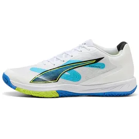 Puma Accelerate Turbo 4 Game On Hallenschuh, Unisex, Puma Weiß, leuchtendes Rot, Ultrablau, 44.5