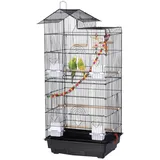 Yaheetech Vogelkäfig, Vogelvoliere mit Vogelspielzeuge Käfigspielzeug schwarz