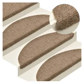 vidaXL Treppenmatten Selbstklebend 15 Stk. Creme 65x21x4cm Nadelvlies