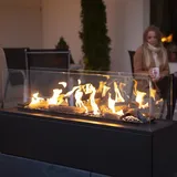 KRATKI Patio Horizontal Terrassenheizer Panoramac 17,5kW Schwarz Stahl und Glas Design für Garten Terrasse Propan-Butan-Gas G30/50mbar 56,9x118,5cm