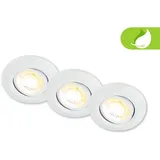 Briloner Klira 3er Set LED Einbaustrahler 230V, Schwenkbar, Ra90, Farbtemperaturwechsel, LED Spot, flach, Deckenspots, Einbauleuchten, 68mm Lochmass, 90x24mm (DxH), Weiß