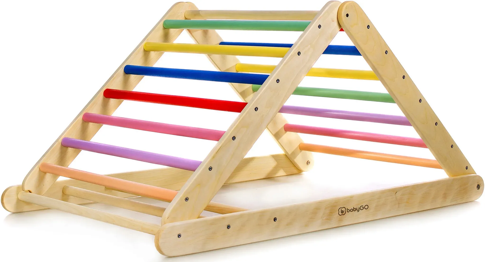 Klettergerüst BABYGO "Woodland Kletterdreieck Triangle, bunt" Klettergerüste Gr. B/H: 74 cm x 80 cm, bunt Kinder aus Holz, Made in Europe