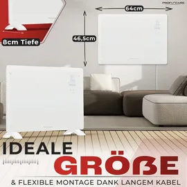 ProfiCare ProfiCare® Elektroheizung mit Glasfront & X-Shape Heizelement | mobiler Heizkörper auch für Wandmontage geeignet | Konvektor mit 2 Heizstufen | ... | Schwarz