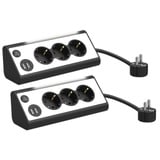 revolt Ecksteckdosen: 2er-Set 3-fach-Eck-Steckdosenleiste mit 2 USB-Lade-Ports & Nachtlicht (Steckerleiste mit USB, Steckdosenblock, Apple iPhone Ladekabel)