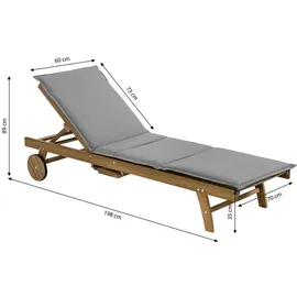 Dehner Ravenna Rollliege 200 x 70 x 89 cm Grau