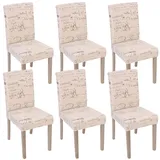 MCW Esszimmerstuhl Littau Schrift 6er-Set Textil mit Schriftzug Creme Beine Struktur - Eiche