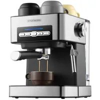 Steinborg Espressomaschine 15 Bar edelstahl silberfarben + Milchaufschäumer