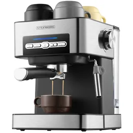 Steinborg Espressomaschine 15 Bar edelstahl silberfarben + Milchaufschäumer