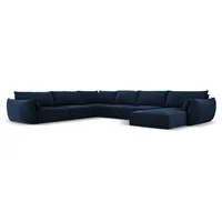 Micadoni Panoramasofa, Blau, Textil, 8-Sitzer, U-Form, 284x85x384 cm, Hergestellt