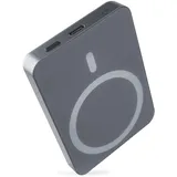 EMOS Powerbank WI 522, 5000 mAh MagSafe mit Passthrough und Wireless-Charging, USB-C-Ausgang inkl. Kabel, für iPhone, iPad, Smartwatch, grau, B0555GY - Grau