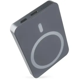 EMOS Powerbank WI 522, 5000 mAh MagSafe mit Passthrough und Wireless-Charging, USB-C-Ausgang inkl. Kabel, für iPhone, iPad, Smartwatch, grau, B0555GY - Grau