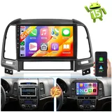 ESSGOO DAB+ Android 15 GPS Navi Android Auto Für Hyundai Santa 2006-2012 Autoradio (Digitalradio (DAB), 4+64GB(optional), RDS, AM, Carplay Android Auto Bluetooth EQ USB GPS Navi WIFI Touchscreen) schwarz