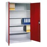 CP Stahlschrank C 2000 Acurado 9460-000 S10693 lichtgrau, rubinrot 4 Fachböden 120,0 x 40,0 x 195,0 cm, aufgebaut, 1 St.