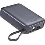Swissten 20000 mAh mit integriertem USB-C und Lightning Kabel space silber