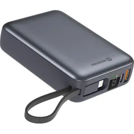Swissten 20000 mAh mit integriertem USB-C und Lightning Kabel space silber
