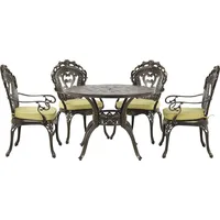 Beliani Gartenset Balkonset Bistromöbel 1 Tisch 4 Stühle Dunkelbraun Aluminium Retro-Optik 4 Sitzkissen