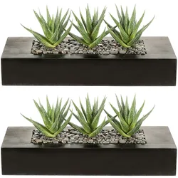 CREATIV green künstliche Pflanze Agave, 16cm, 2er Set