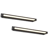 meineWunschleuchte - 2er Set Dimmbare Led Bad Spiegelleuchten Schwenkbar, Schwarz Breite 80cm