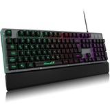 RaceGT Gaming Tastatur Kabel, Tastaturen LED Handballenauflage Beleuchtet Full Size Metallplatte Keyboard mit Nummernblock, Multimedia Tasten, DE QWERTZ Layout, für Office PC Gamer Laptop Xbox