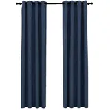 vidaXL Verdunkelungsvorhang Ösen 140 x 225 cm blau 2 St. Leinenoptik