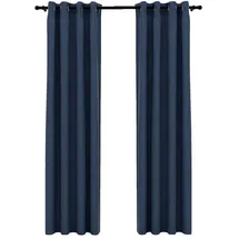 vidaXL Verdunkelungsvorhang Ösen 140 x 225 cm blau 2 St. Leinenoptik