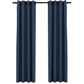 vidaXL Verdunkelungsvorhang Ösen 140 x 225 cm blau 2 St. Leinenoptik