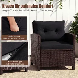 Costway Rattanmöbel Set 3-tlg. Schwarz/Braun